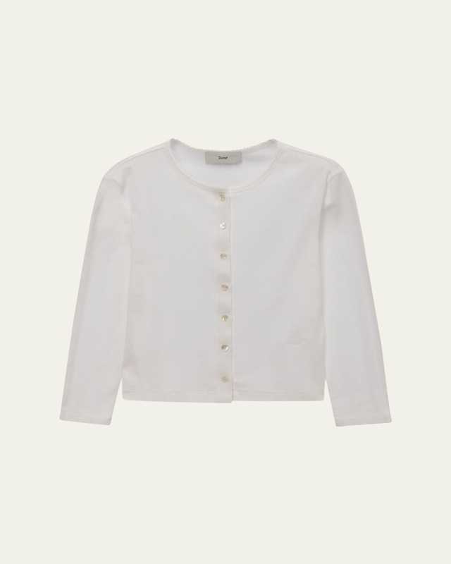 Pointelle Knit Crewneck Cardigan